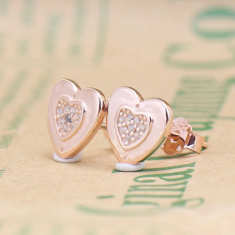 

Original S925 Sterling Silver Pan Earring Heart Shaped Earrings For Women For Women Wedding Gift Fashion Jewelry