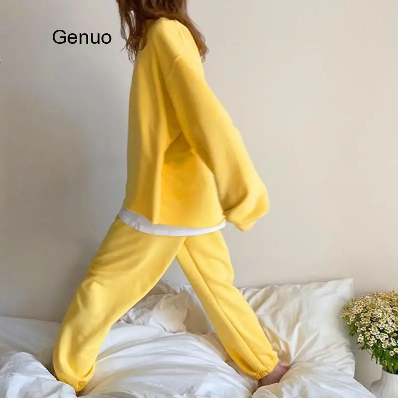 Женский спортивный костюм из свитшота и брюк повседневный Однотонный пуловер