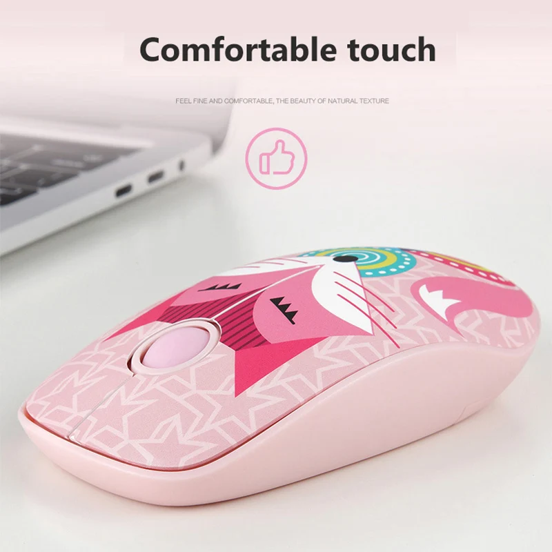 Беспроводная мышь 2 4G 1000 точек/дюйм для девочек милые животные Бесшумная игровая