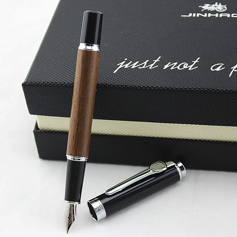 JINHAO 8802 перьевая ручка из бамбука в комплекте подарок на Рождество Новый Год