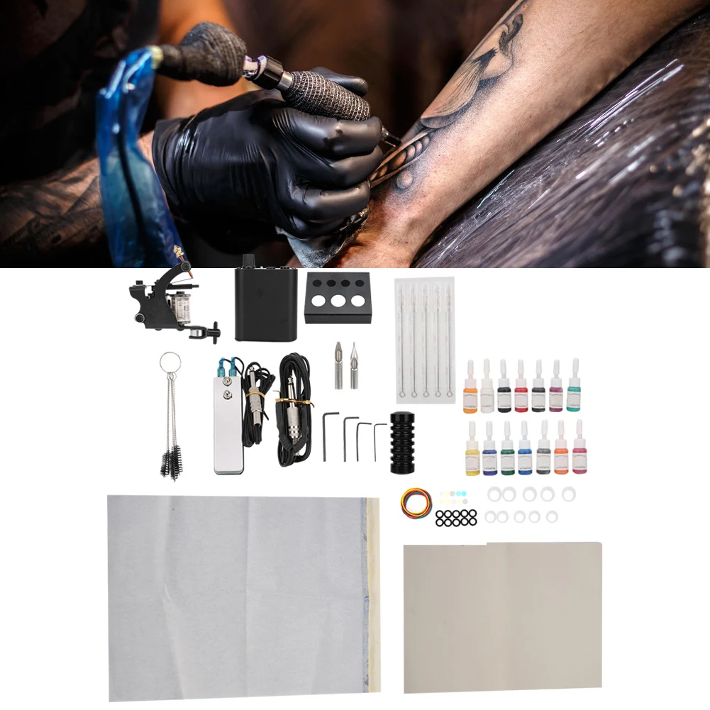 

Профессиональная катушка для татуировок, машинка, ручка иголка для пигмента, набор инструментов для практики смешивания татуировок, аксесс...