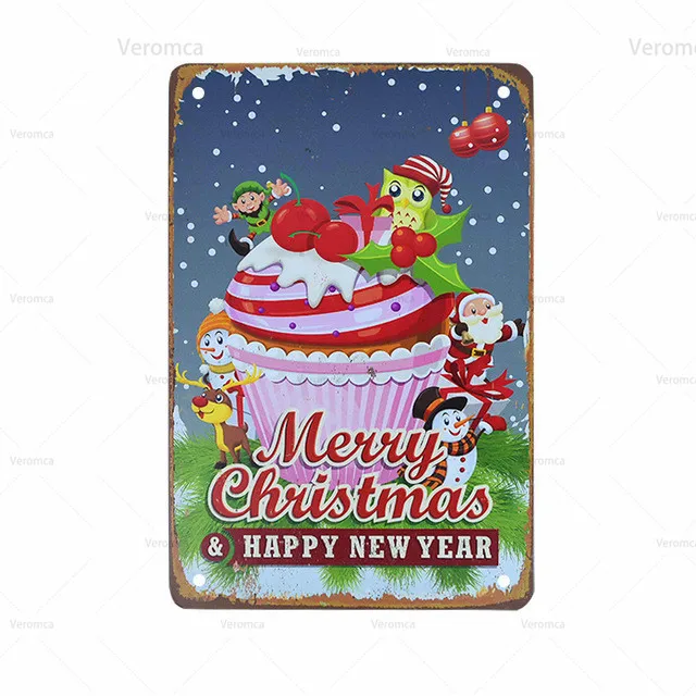

Retro Christmas Metal Signs Home Room Decor Plaque Vintage New Years Tin Plate Sign Santa Claus Poster Painting Home Wall Decor