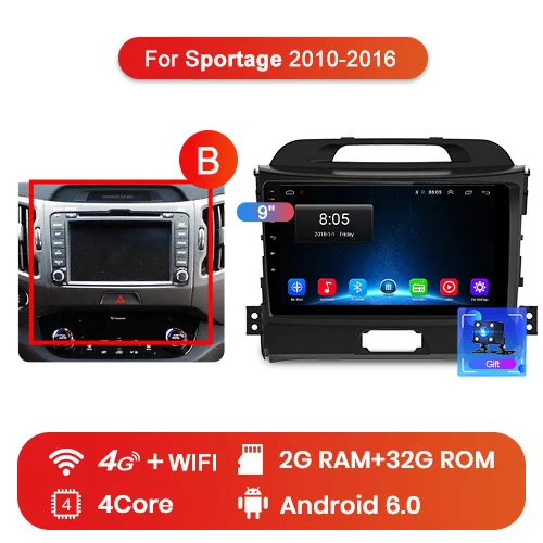 4G (2GB 32GB) B Junsun V1 2G+ 32G Android 9,0 DSP автомобильный Радио Мультимедиа Видео плеер навигация gps 2 din для KIA Sportage 3 2010 2011- без dvd - Цвет: 4G (2GB 32GB) B