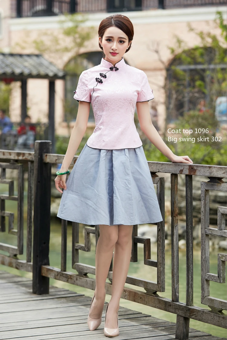 Sheng Coco Black China Blouse Women Traditional Chinese Shirt Clothing Chinese Jacquard Cotton Cheongsam Shirt Flower Buckle Top