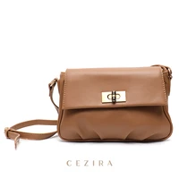 cezira brand fashion ruched messenger bag for women pu vegan leather luxury lock flap handbag female crossbody shoulder purse