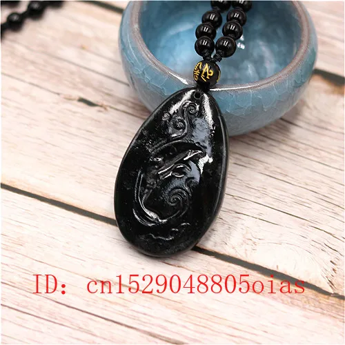 Натуральный черный зеленый китайский нефритовый кулон бусы ожерелье