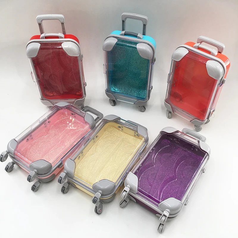 Best Sellers Cute Suitcase Luggage Eyelash Case Lash Box for 3D 5D 25MM 30MM Mink Lashes Custom Logo