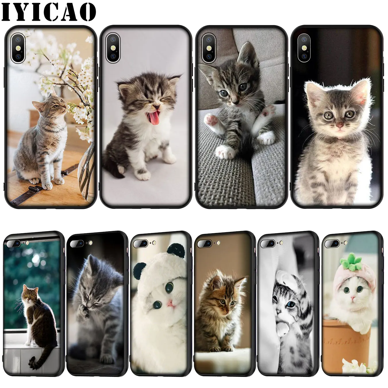 IYICAO милый кот Мягкий силиконовый чехол для iPhone 12 мини XR X XS 11 Pro Max 10 6 6S 7 8 plus 5S SE