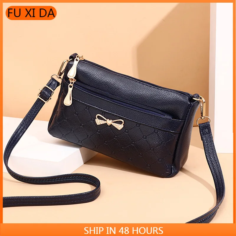 

Elegant Crossbody Bag For Women PU Leather Shoulder Bag Metal Bowknot Messenger Bag Lady Shopping Handbag Mommy Wallet