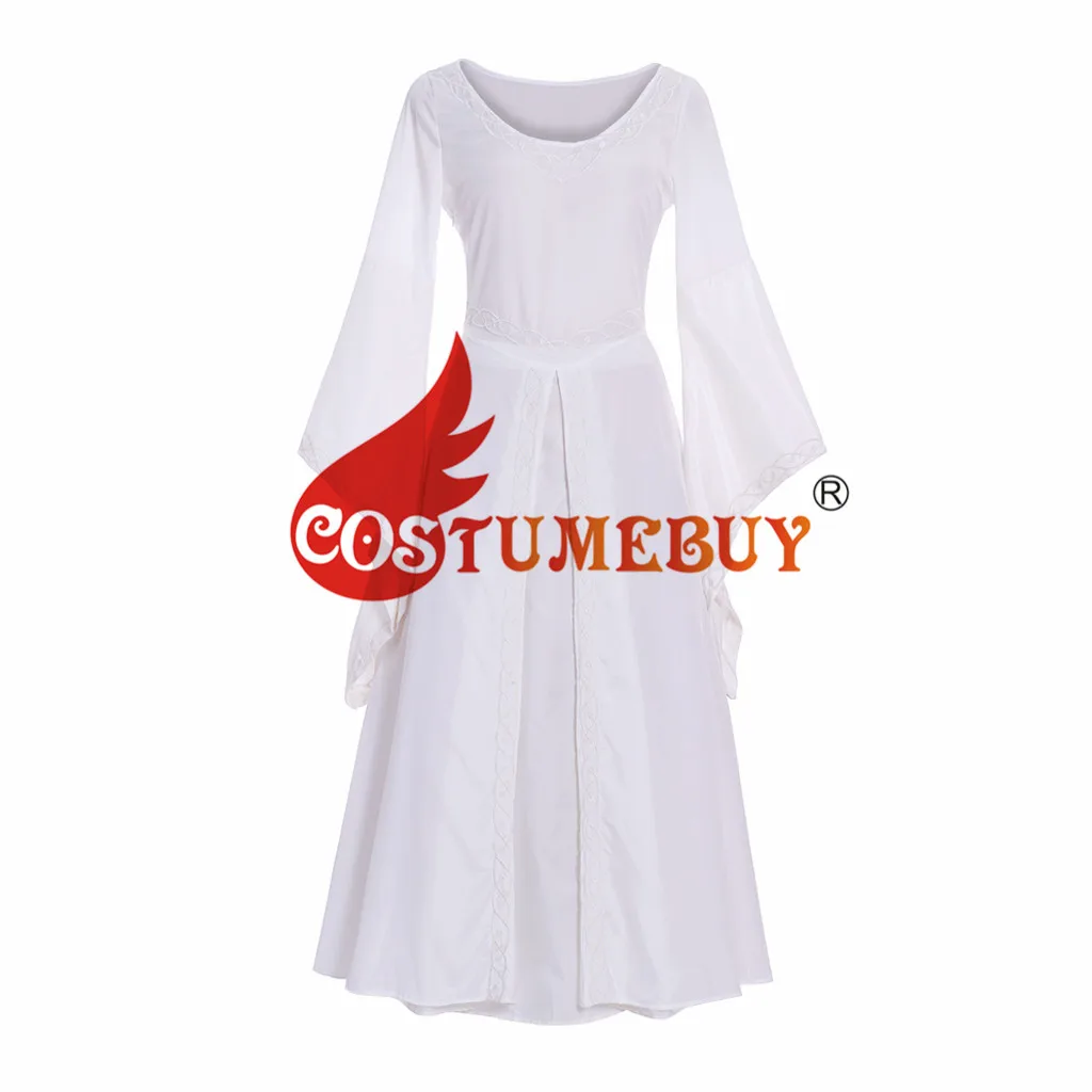 Costumebuy, средневековое платье, костюмы на Хэллоуин, для женщин, для косплея, Дворцовое благородное длинное платье, древнее платье принцессы с рукавами-колокольчиками - Цвет: white
