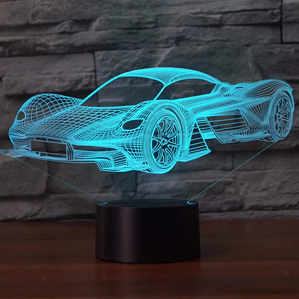 Крутой Автомобильный светодиодный ночник 3D иллюзия лампа Горячая игра освещение