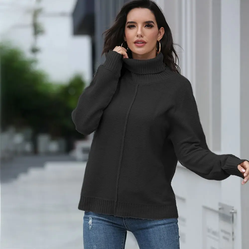 

Fashion Turtleneck Sweater Autumn Winter Knitted Jumper Top Women's Sweaters Casual Loose Long Sleeve Jacket Pullovers female