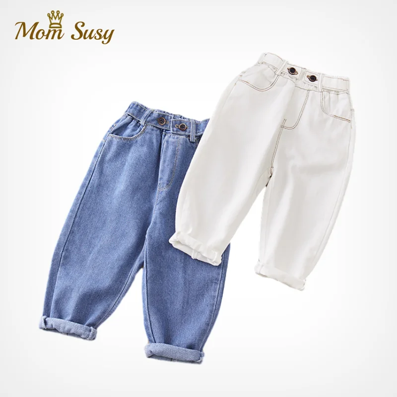 Новинка 2020 года сезон весна джинсовые брюки с высокой талией для маленьких