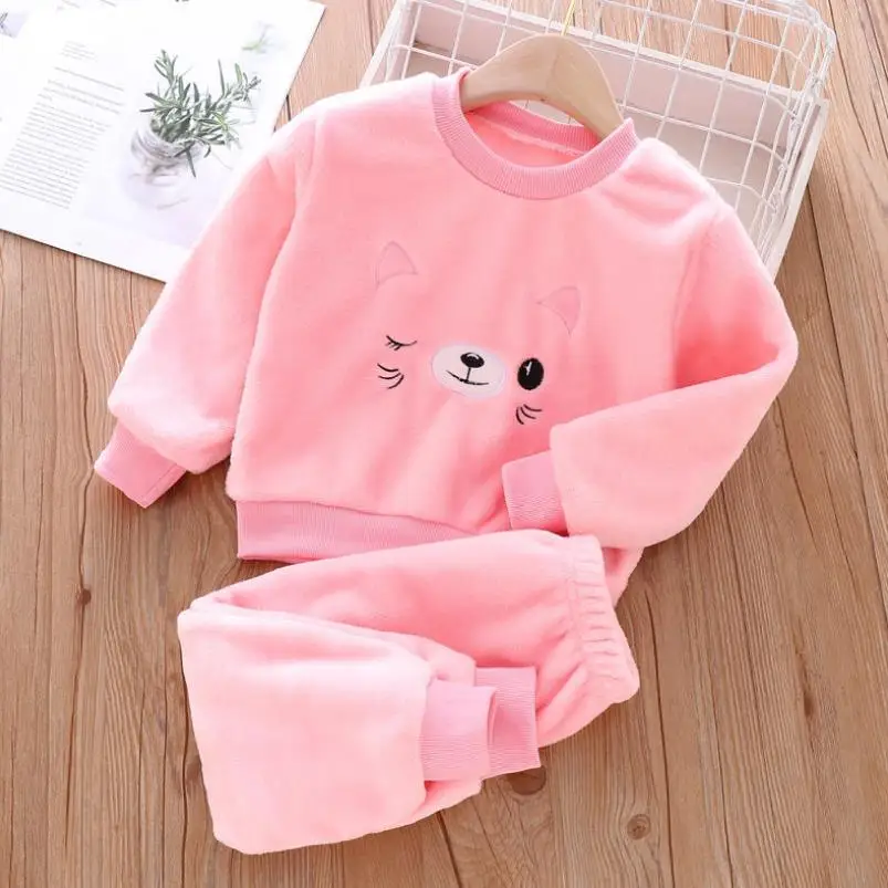 baby nightgown boy 2020 New winter Baby Boy Girl Thicken Pajamas Set Flannel Fleece Toddler Child Warm Catoon Sleepwear Kids Home Suit 0-6Y cool baby nightgown