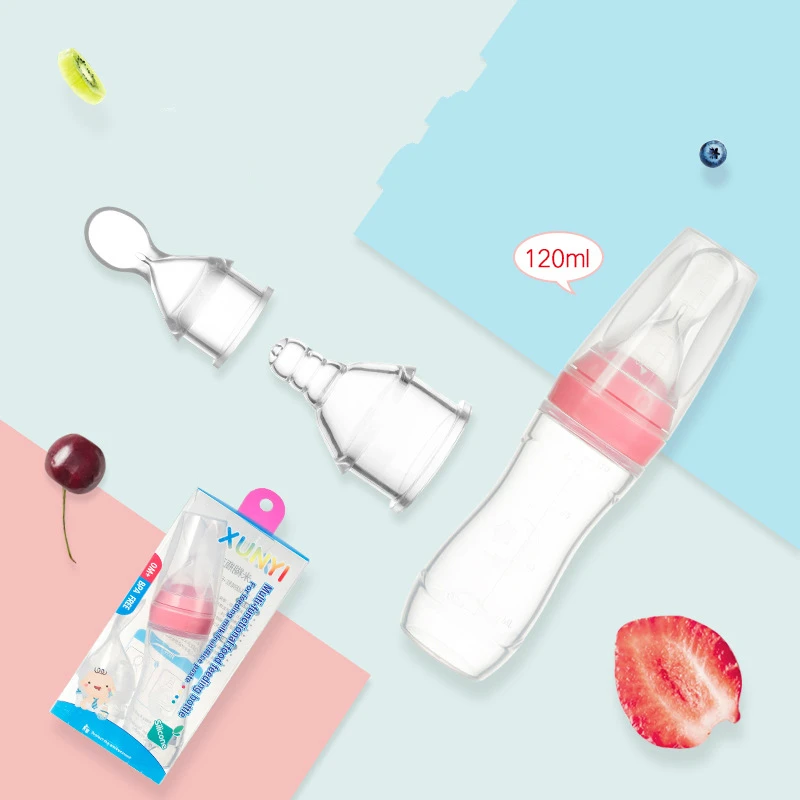 Безопасная силиконовая детская бутылка с ложкой 3 шт./компл. 120 мл пищевая добавка