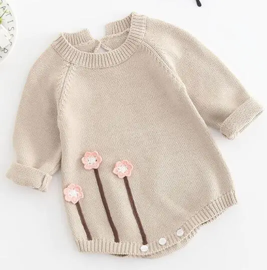 Y83B13 Beige Осенне-весенняя одежда для новорожденных девочек, вязаные комбинезоны, детская одежда с кисточками, вязаный свитер, детский комбинезон - Цвет: Y83B13 Beige