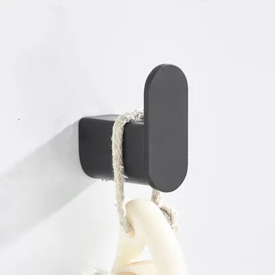 Robe hook Набор аксессуаров, угловой кронштейн, бумажный кронштейн, кронштейн для туалетной щетки, один набор черных аксессуаров для ванной комнаты из нержавеющей стали - Color: Robe hook
