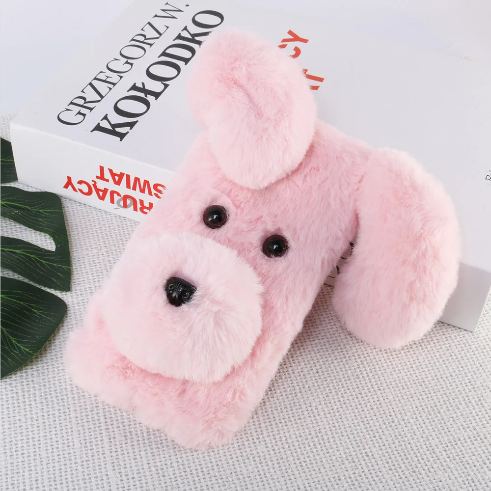 Мягкий плюшевый чехол для телефона с рисунком собаки милый Модный зимний теплый