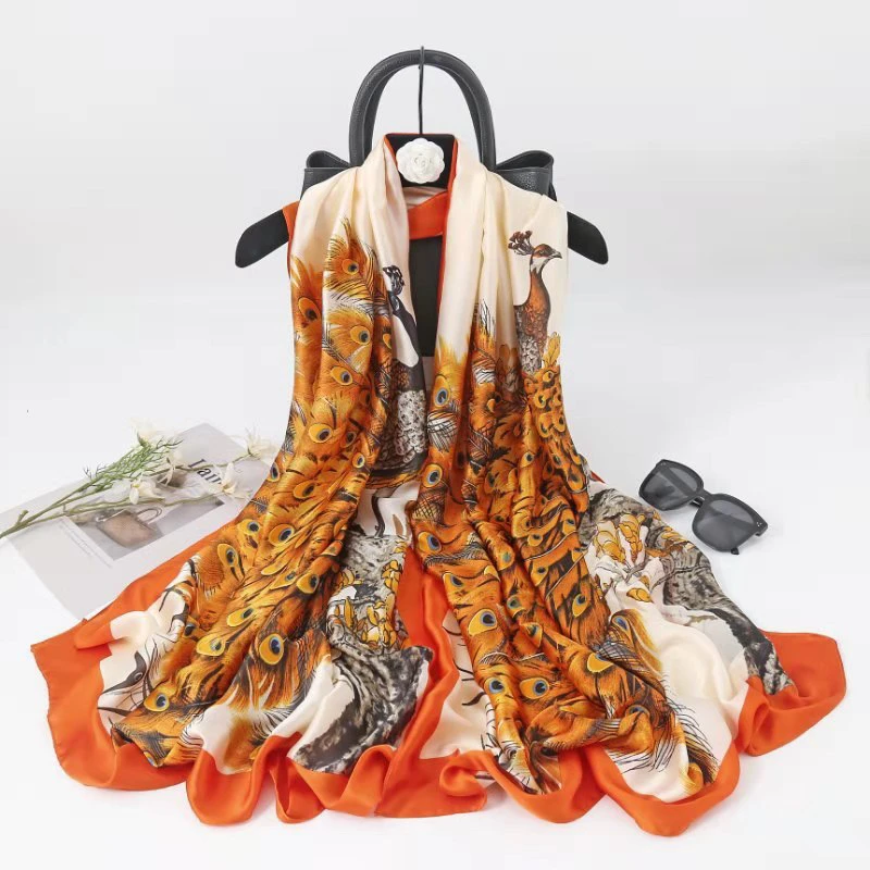 

Роскошный бренд весна-осень новый стиль шелковые шарфы женская шаль модный теплый мягкий шарф с принтом пончо шифоновый хиджаб