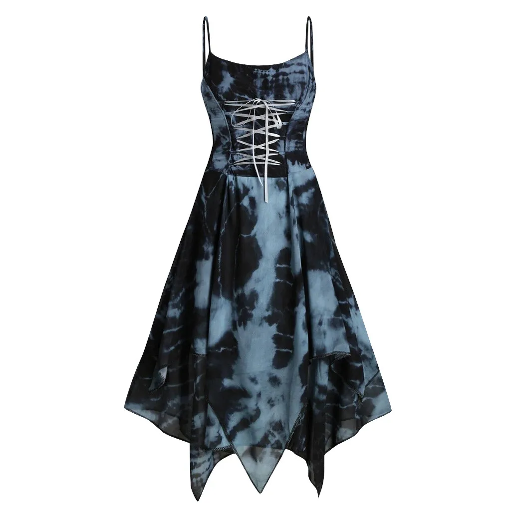 Женское платье без рукавов KANCOOLD винтажное плиссированное в стиле панк готика размера плюс с принтом виде