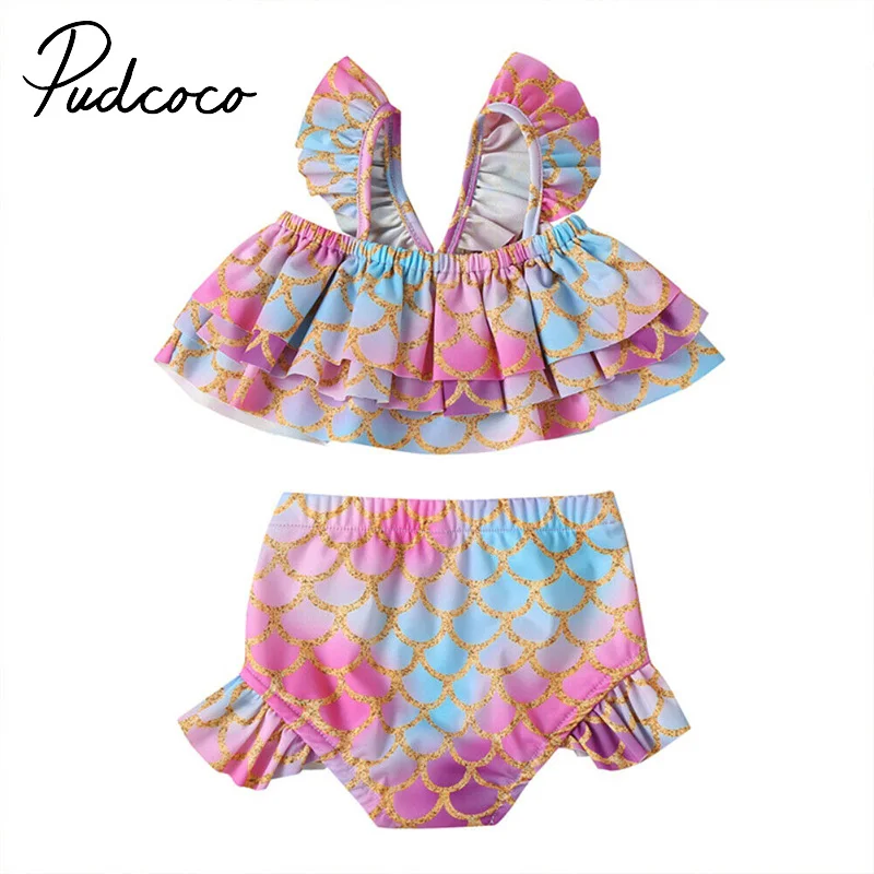 Producoco/милый купальник Русалочки для маленьких девочек Летнее бикини с оборками
