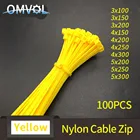 100 шт самоблокирующийся пластиковый нейлоновый провод кабель застежка-молния Галстуки желтый кабель проволока застегнуть кабель петли различные характеристики