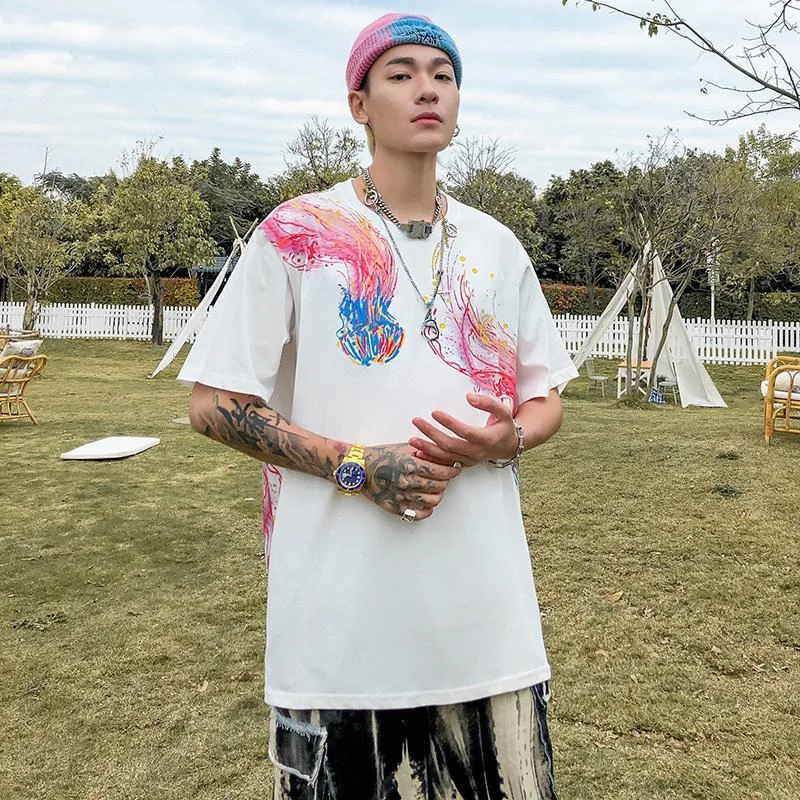 

2021 Summer Short-sleeved T-shirt For Couples Wear New Tide Trend Personality Loose Large Size Niche Design Sense