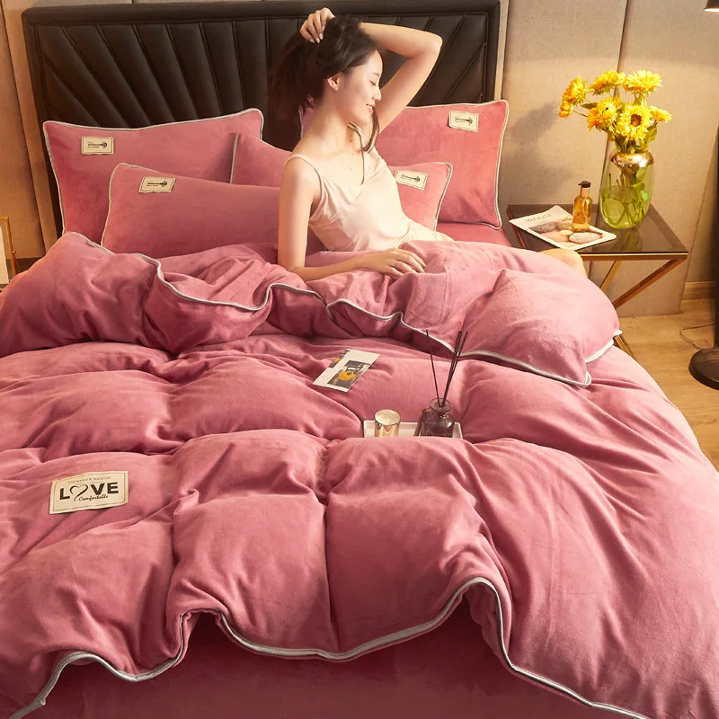 

Crystal Winter Duvet Cover Fleece Quilt Cover Warm Comforter Cover Bed Cover Bedding Luxury Textile 4pcs