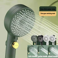 bath shower head shower adjustable 3 modes one key to stop removable high pressure water saving rainfall handheld shower head