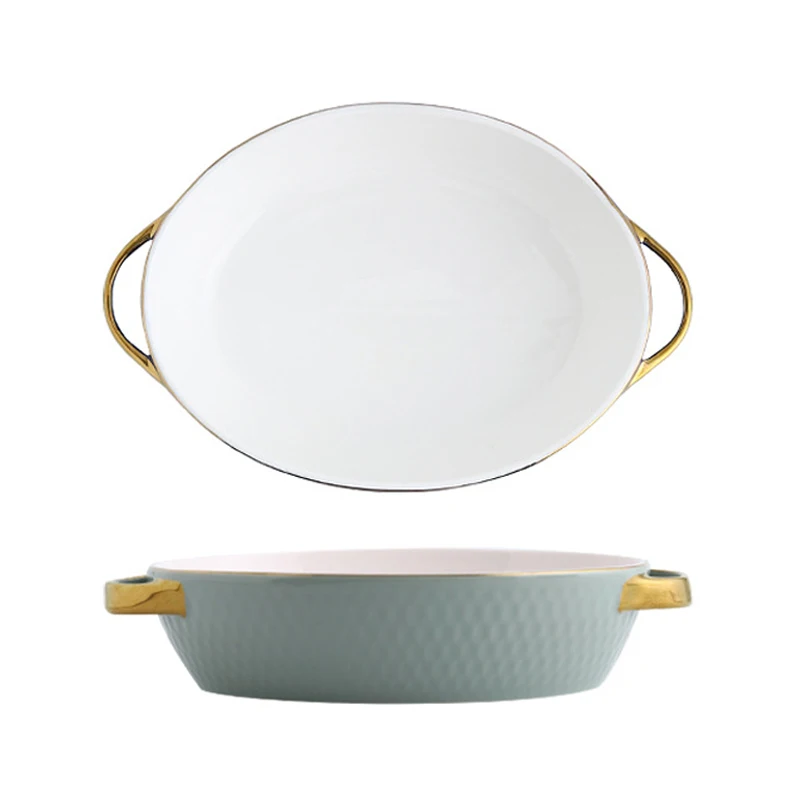 

Northern European Style Dual Handle Baking Tray Ceramic Plate Oven Special QP2