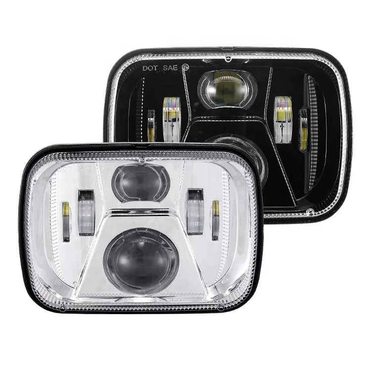 

Black chrome pair in 110w power 5x7" led headlight for Jeep wrangler yj mj