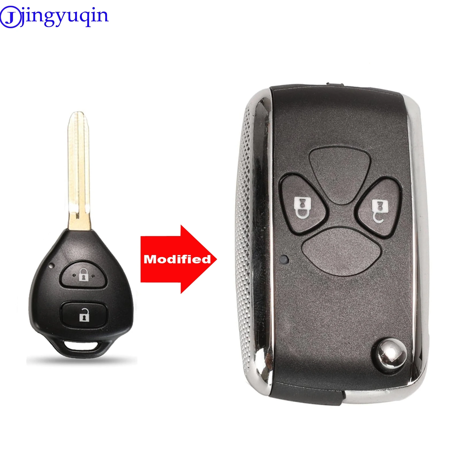 

jingyuqin 2/3/4 Buttons Modified Flip Remote Car Key Shell Fob Case For Toyota Corolla RAV4 Camry Avlon