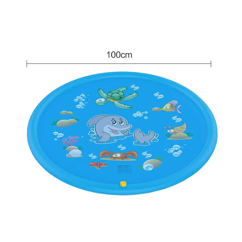 100cm Blue Летний детский водный коврик для игр, пляжный коврик для газона, надувная водяная подушка, игрушки, уличная Ванна - Цвет: 100cm Blue