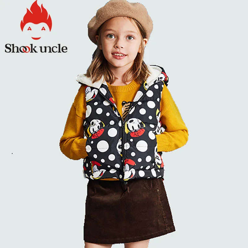 2019 г. Детский осенне-зимний жилет с Микки Маусом для От 2 до 8 лет теплый капюшоном