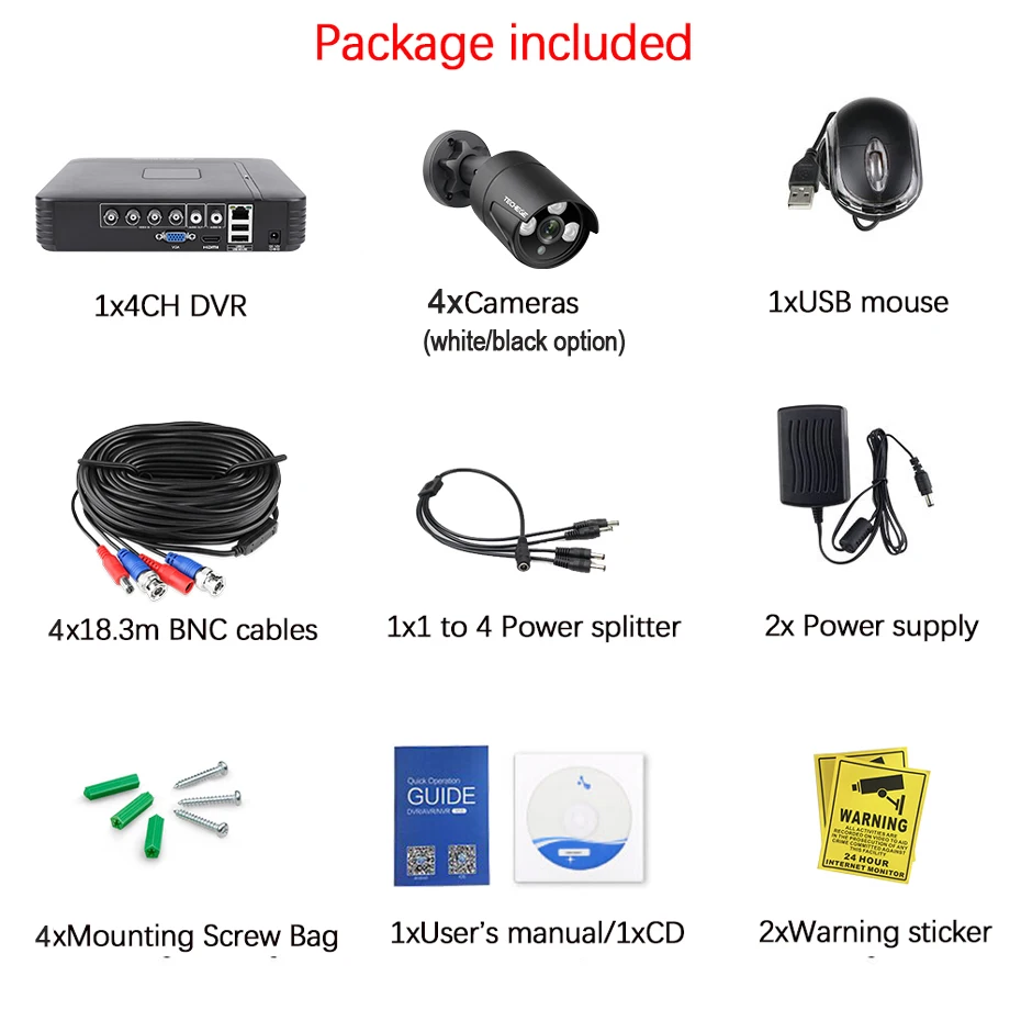 Techege камера видеонаблюдения системы безопасности комплект 4CH 1080N AHD DVR Kit Ночное