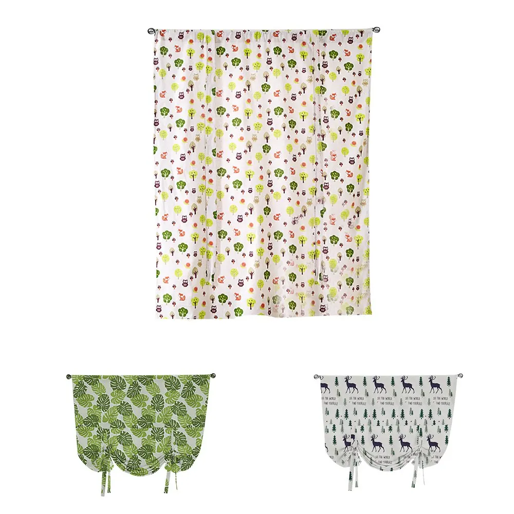 Летняя занавеска с цветочным принтом полузатемненная в римском стиле хлопковая