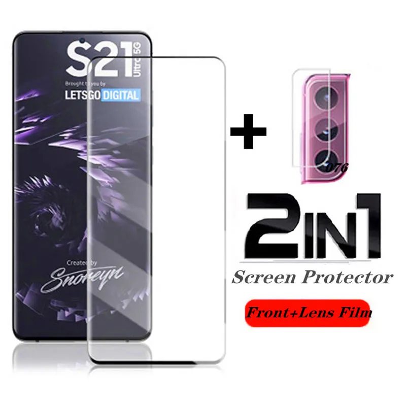 

2 in 1 Full Cover Tempered Glass For Samsung Galaxy S20 S21 Ultra Screen Protector Camera Glass For Galaxy s21 s20 Plus S20 FE
