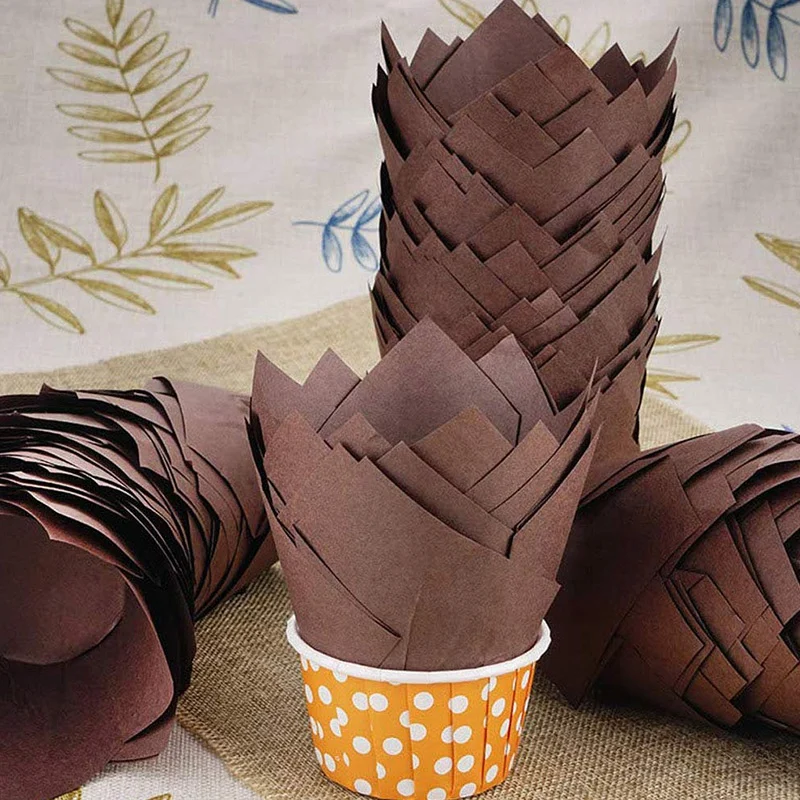 Тюльпан кексы чашки для выпечки упаковка кексов подходит дней рождения свадеб