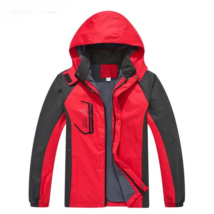 Mountainskin Men Autumn Hiking Jackets Outdoor Sport Windbreaker Camping Trekking Fishing Fleece Hat Detachable Male Coats MA343