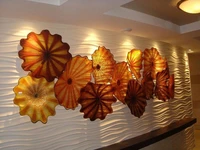 home decor amber gold murano glass wall art multi colored hanging plates wall art