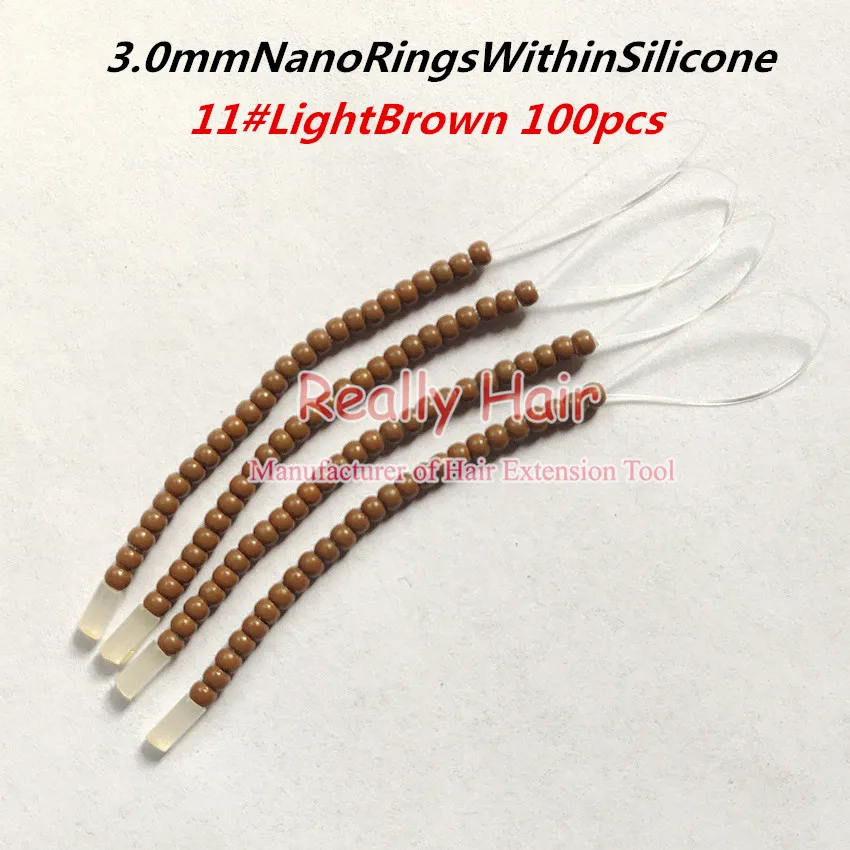L.brown Удобное нанесение волос(без крючка иглы) NanoRingsWithinSilicone средство для наращивания волос наборы - Цвет: L.brown
