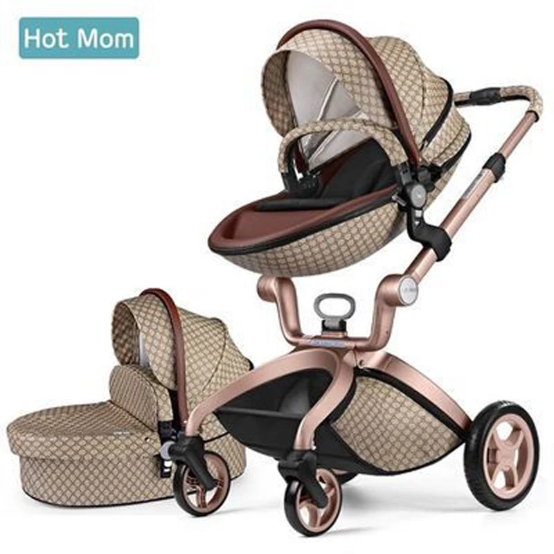 Luxury Stroller 2 In 1 Stroller Baby Pram Baby Car Hadnd Car Shock Absorbers Car Umbrella Two-way Newborn Leather