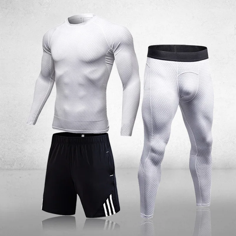 Быстросохнущий компрессионный мужской спортивный тренировочный костюм для