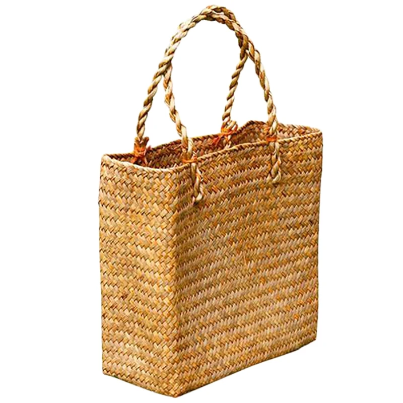 Плетеная соломенная сумка из ротанга цветочная корзина для хранения женская