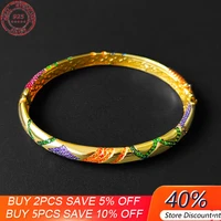 s925 sterling silver colorful tribal style bracelet colorful element striped bracelet european and american luxury brand jewelry