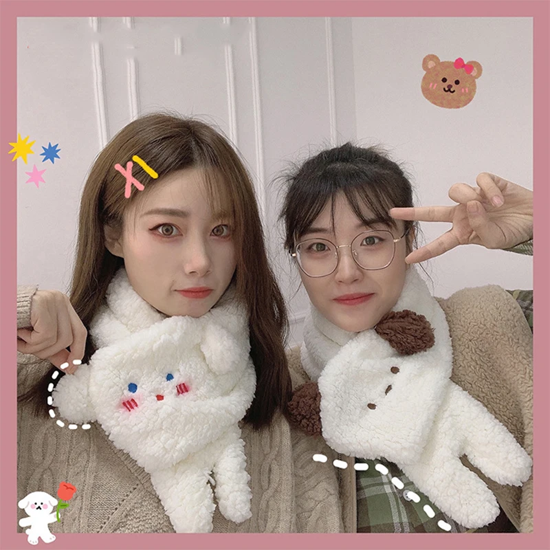 

Шарф женский кашемировый, зимний, теплый, с 3D собачьими ушками, 2021