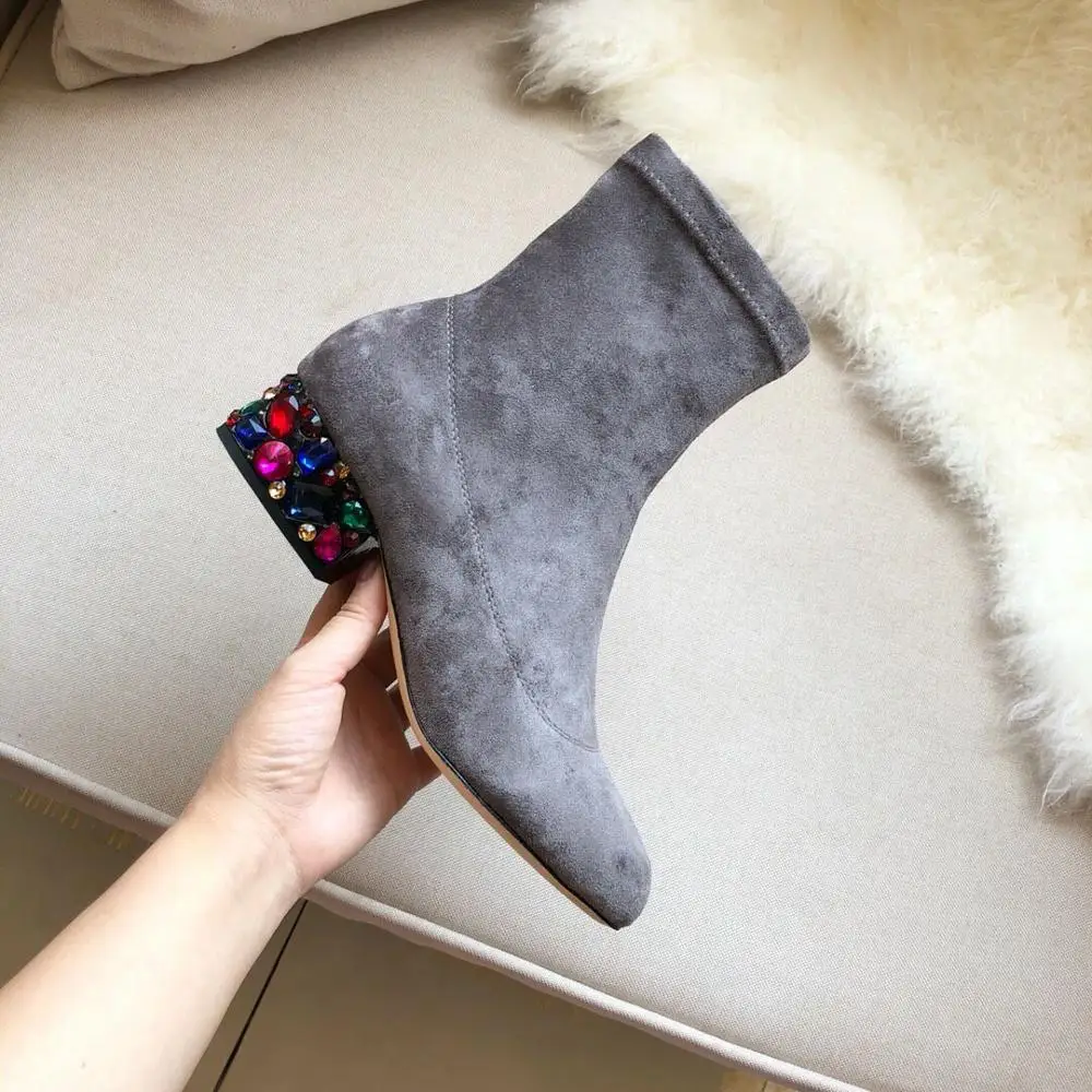 

women's boots ankle luxury casual shoes crystle female leisure boots fashion genuine leather high qualily summer boots autumn