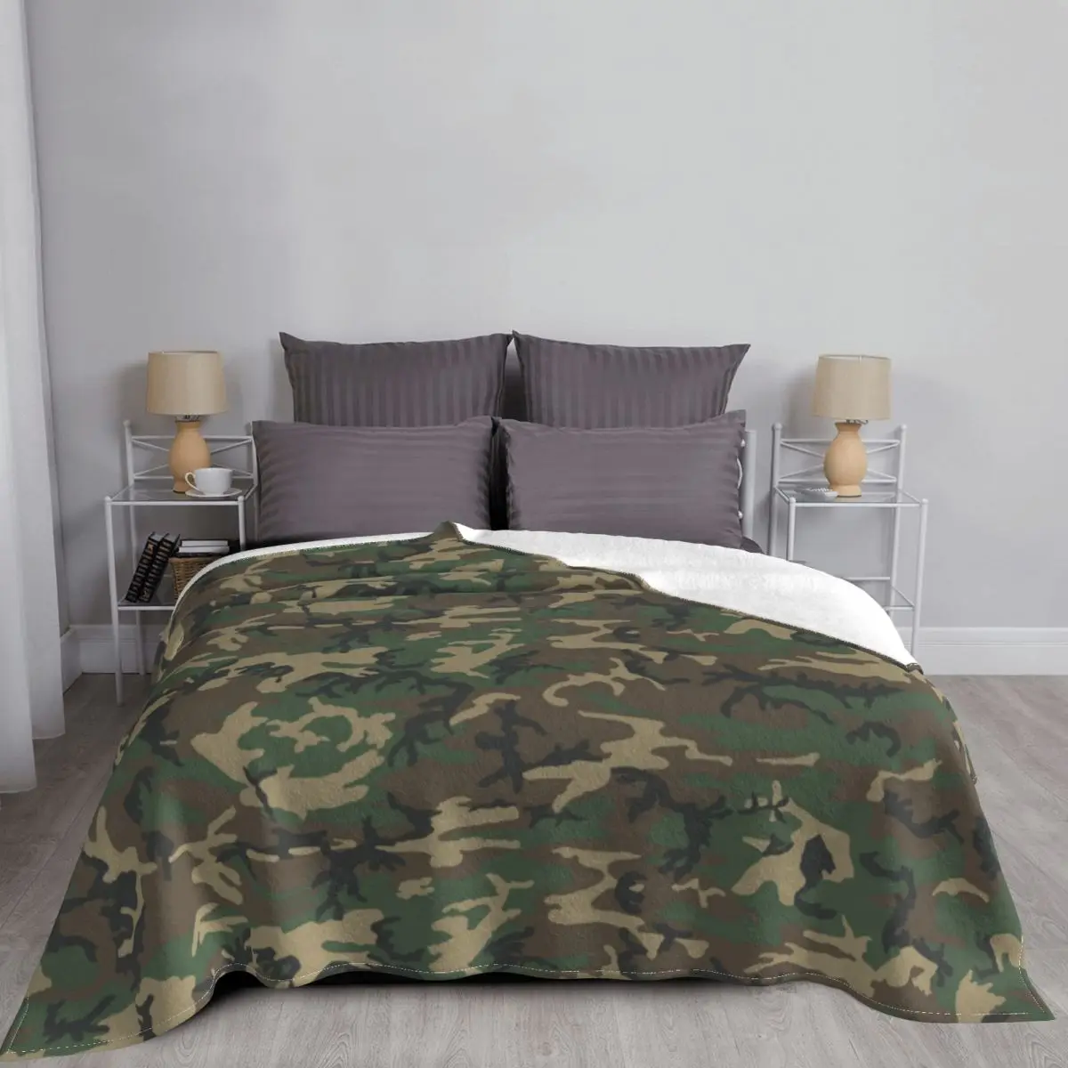 Army Camouflage Pattern Blankets Jungle Military Camo Fleece Funny Soft Throw for Home Spring Autumn | Дом и сад