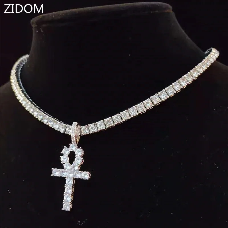 Ожерелье с кулоном в виде креста на ногу стиле хип хоп для мужчин и женщин