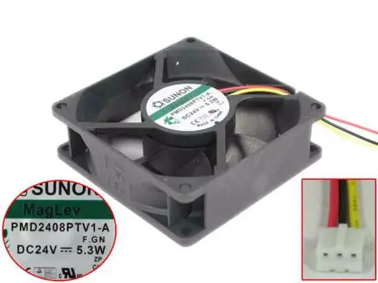 SUNON PMD2408PTV1-A F.GN Вентилятор охлаждения сервера DC 24 В 5,3 Вт 80x80x25 мм, 3 провода